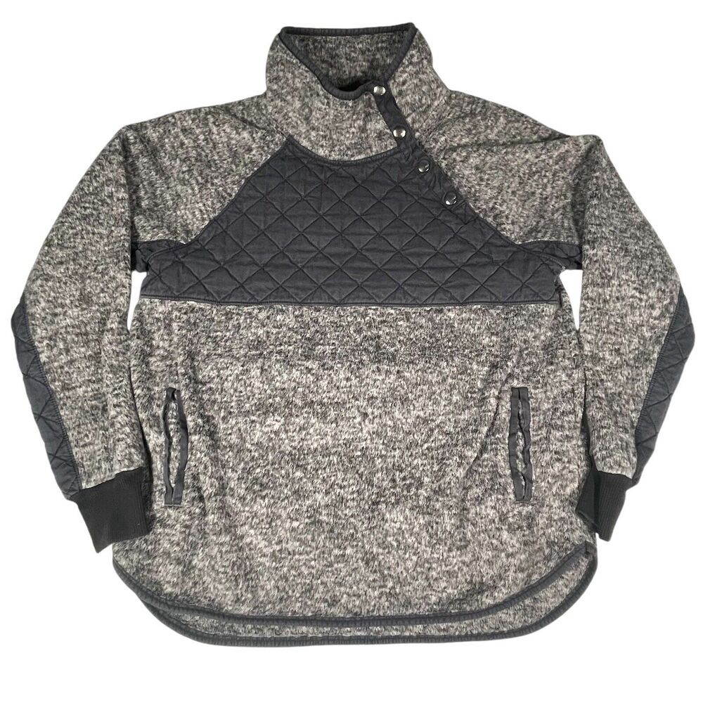 Abercrombie & Fitch Fleece Quilted Diagonal Snap Womens SIZE MEDIUM Sweatshirt